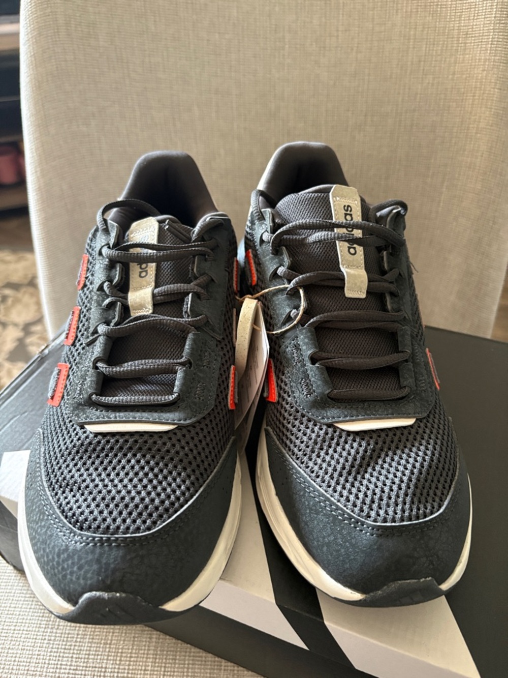 Adidas Astrastar Black Sneakers with Orange Stripe Accents - Picture 7 of 8